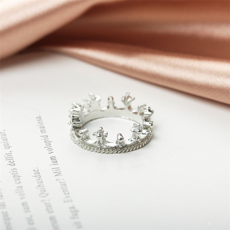 Crown Ring With Diamond Accent Princess Design Alloy Gift