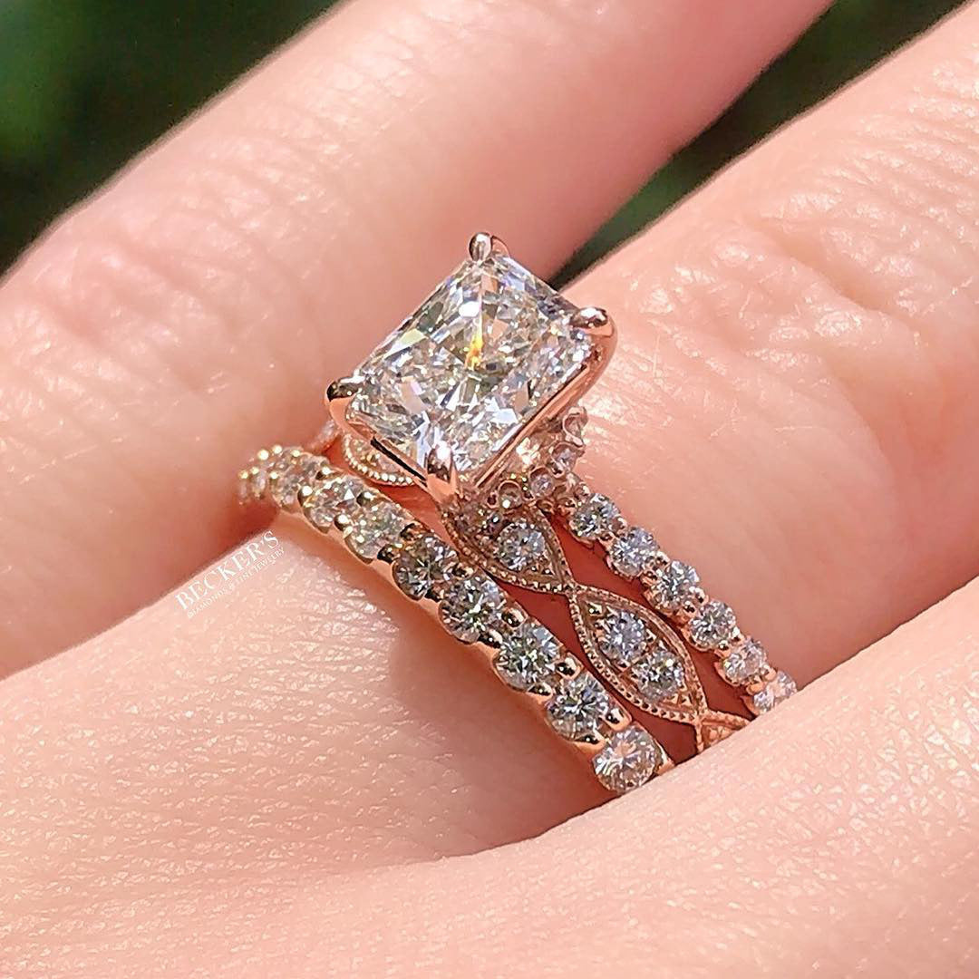 Womens Rings Squares Zircons Inlaid Rings Gems Rose Gold Plated Alloys Fashion Jewelry Elegant Rings For Women
