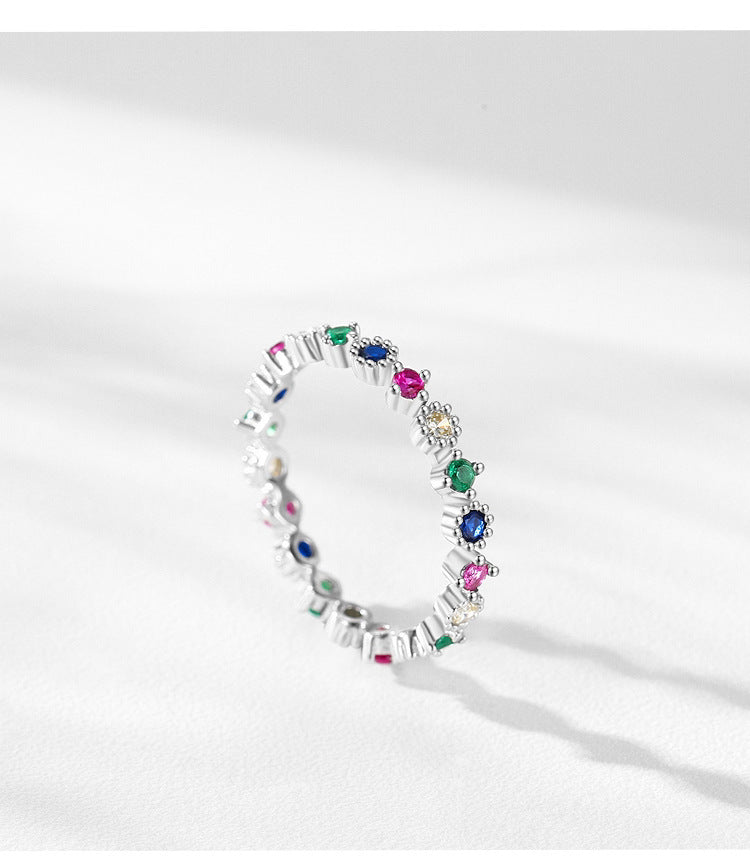 Silver Ring With White Gold Geometric Zircon For Her Affordable Luxury Jewelry Geometric Shape Ring For Classy