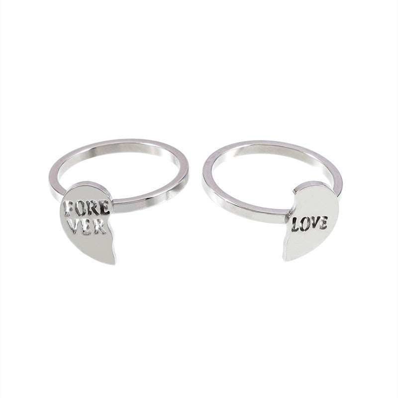 Unisex Hollow Letter Stainless Steel Ring Silver Tone Fashion Jewelry Durable Modern Statement Rings Men Women