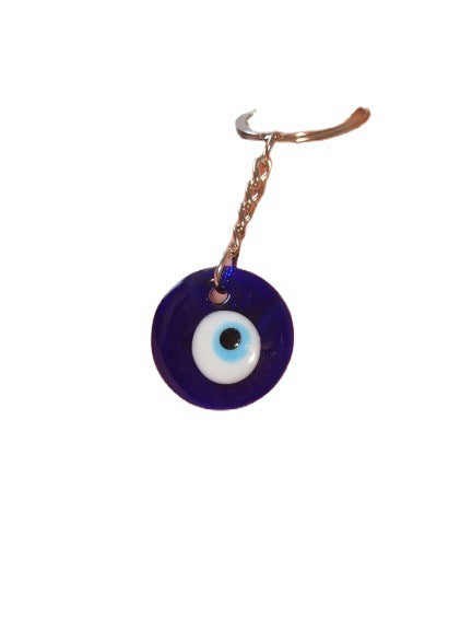 Blue Evil Eye Glass Keychain Retro Geometric Cartoon Charm