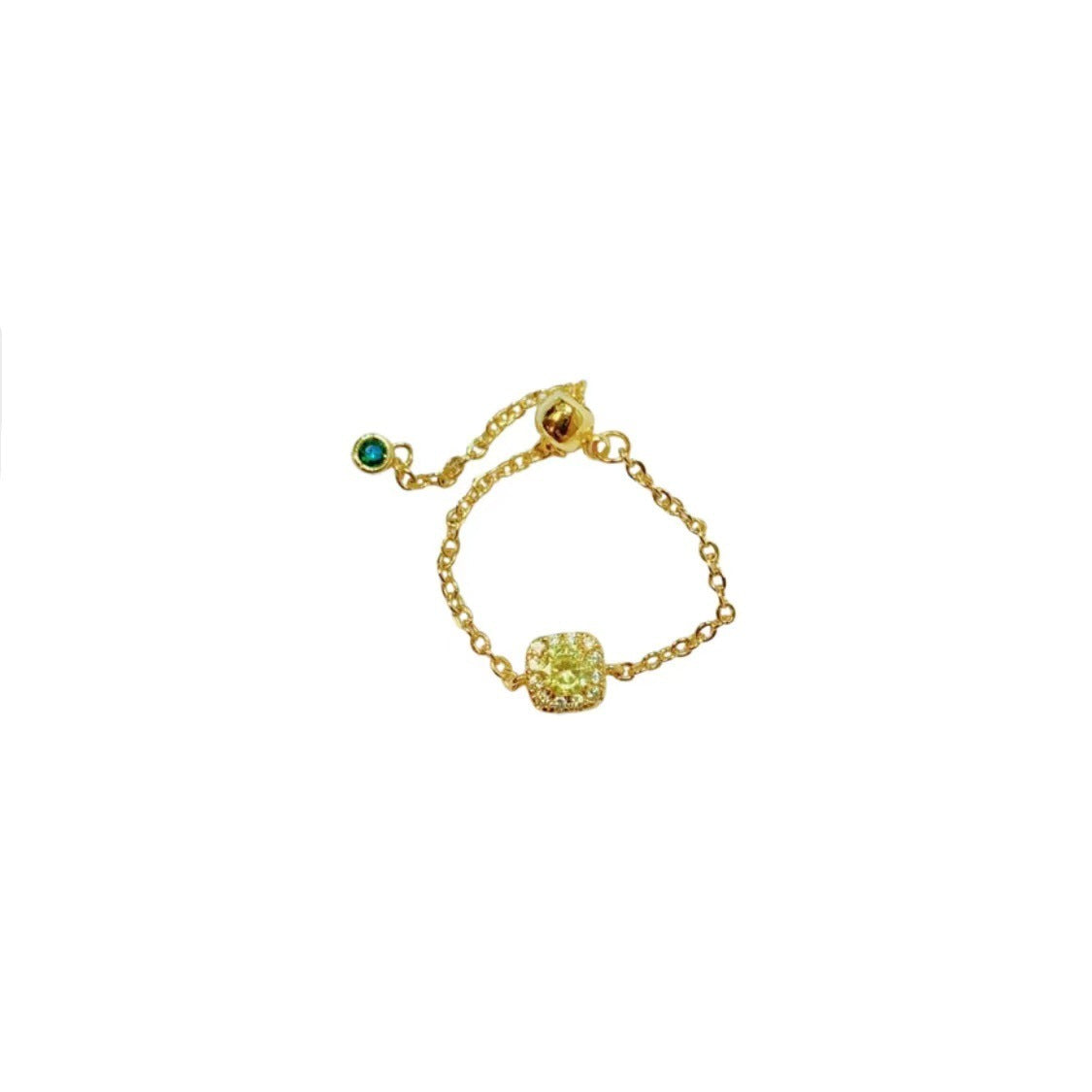 Womens Yellow Diamond Small Chain Ring Elegant Jewelry