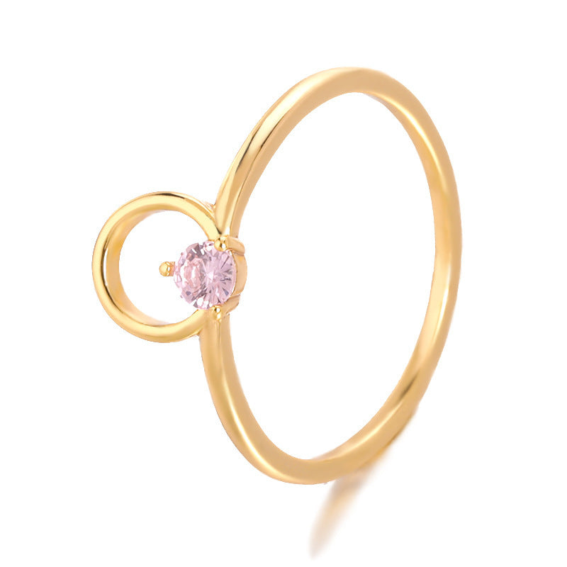 Womens Constellation Ring Zircon Copper Jewelry For Zodiac Sign Gold Color Elegant Celestial Ring For Everyday