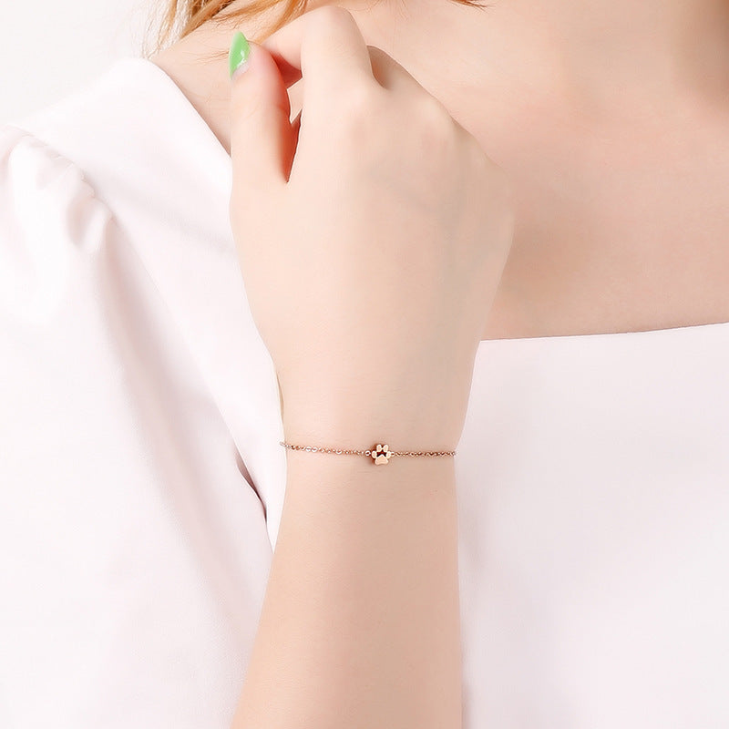 Cat Paw Print Bracelet for Women Animal Lover Jewelry Stainless Steel with Electroplated Finish Gift Ideas Soon