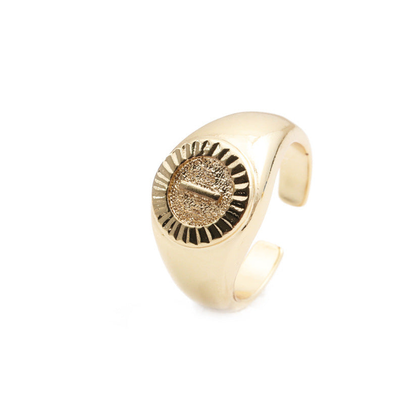 Copper Plated Real Gold English Letter Adjustable Index Finger Ring Fashion Jewelry Women Everyday Style Accessory