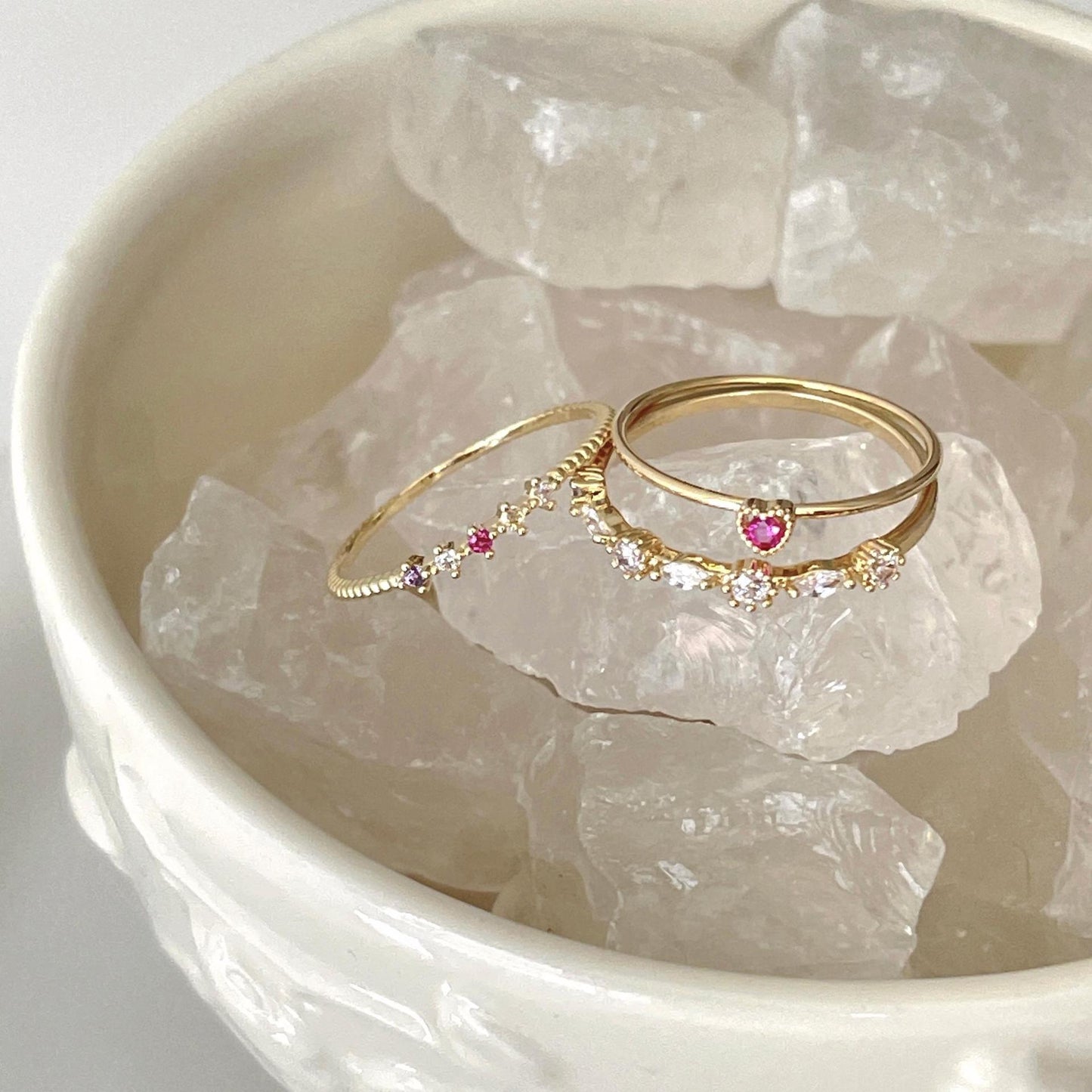 Geometric Women Rings Set Adjustable Alloy Electroplated Fashion Jewelry Ring Set Beige Purple Drip Glazed Set