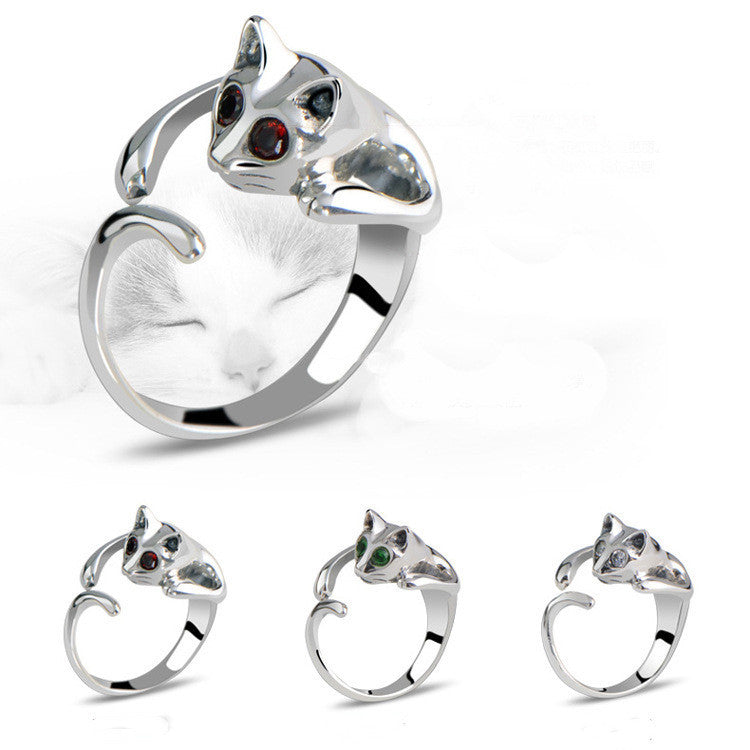 Unisex Cat Ring Adjustable Metal Zodiac Design Elegant