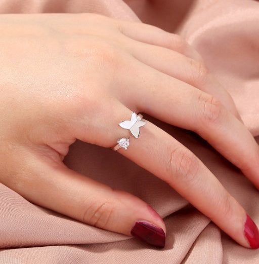 Adjustable Copper Geometric Ring With Micropaved White Zircons Unisex Gift For Weddings Travel And Jewelry Gift