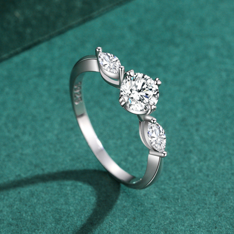 Womens Sterling Silver Ring With Gold Plated Accents Four Claw Design Gemstone Inlay Gift Gift For Special Day