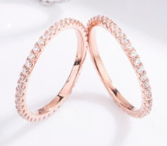 Womens 925 Sterling Silver Ring With Micro Inlaid Diamond White Gold Rose Gold Finishes Anniversary Engagement