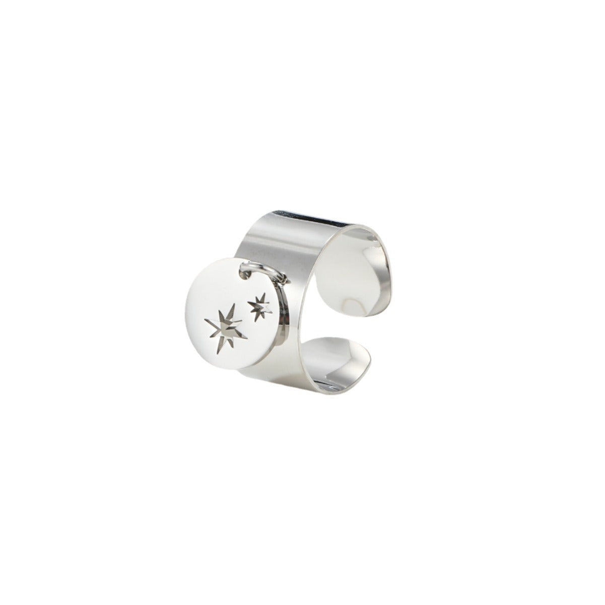 Flower Hollow Ring For Women Open Mouth Stainless Steel Gold Or Silver Finish Jewelry Free Size Adjustable Fit
