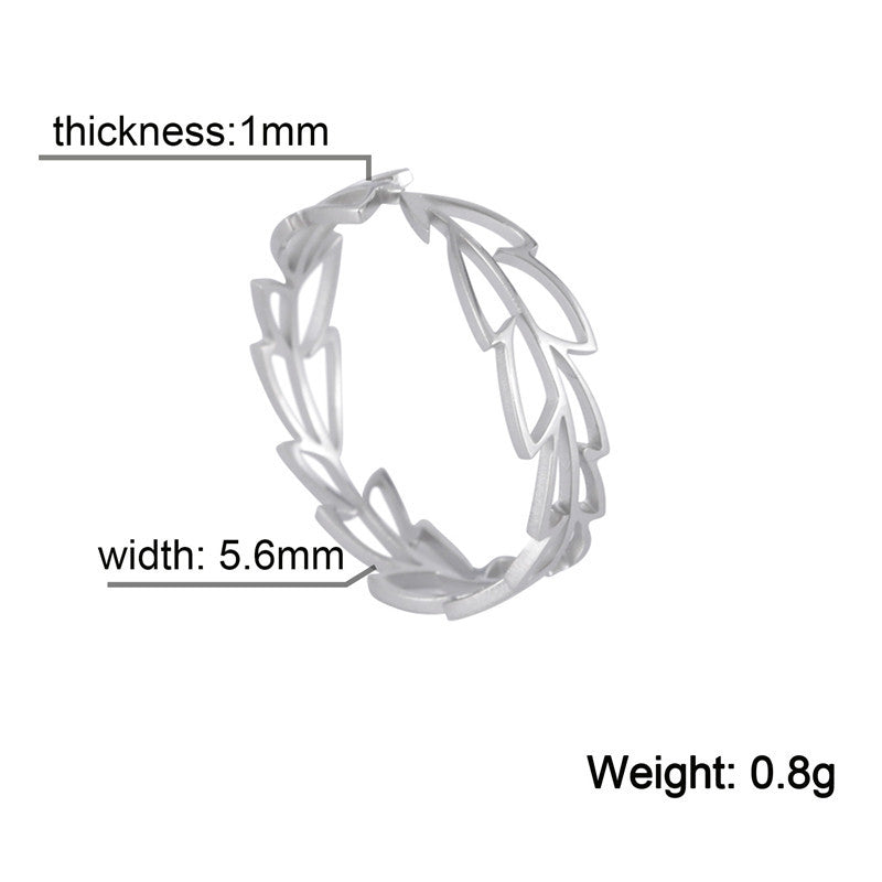 Adjustable Leaf Ring Stainless Steel Plant Jewelry For Women Girls European Fashion Titanium Elegant Daily Kit