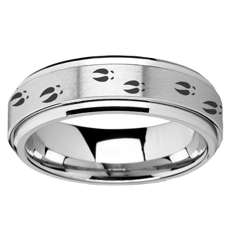 Unisex Titanium Spinner Ring With Deer Footprints Design Durable Everyday Wear Jewelry For Men And Women Today
