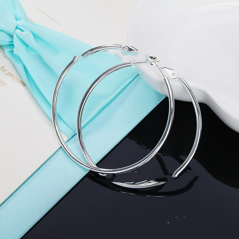 Women 925 Sterling Silver Heart Shaped Creole Hoop Earrings Diameter 6cm 7cm 8cm Non Inlaid Design Handcrafted