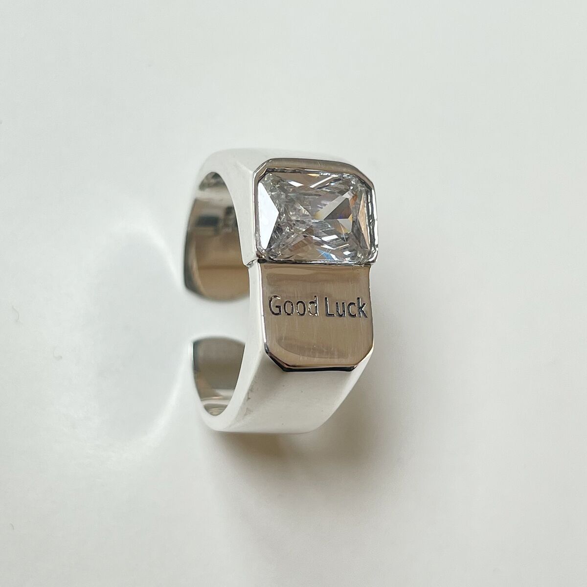 Geometric Irregular Ring With Zircon Silver Plated Copper Adjustable Opening Womens Fashion Jewelry Gift Fashion