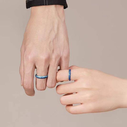 Adjustable Copper Couple Rings Starry Sky Matching Rings Lovers Celestial Promise Jewelry Gift Idea For Lovers