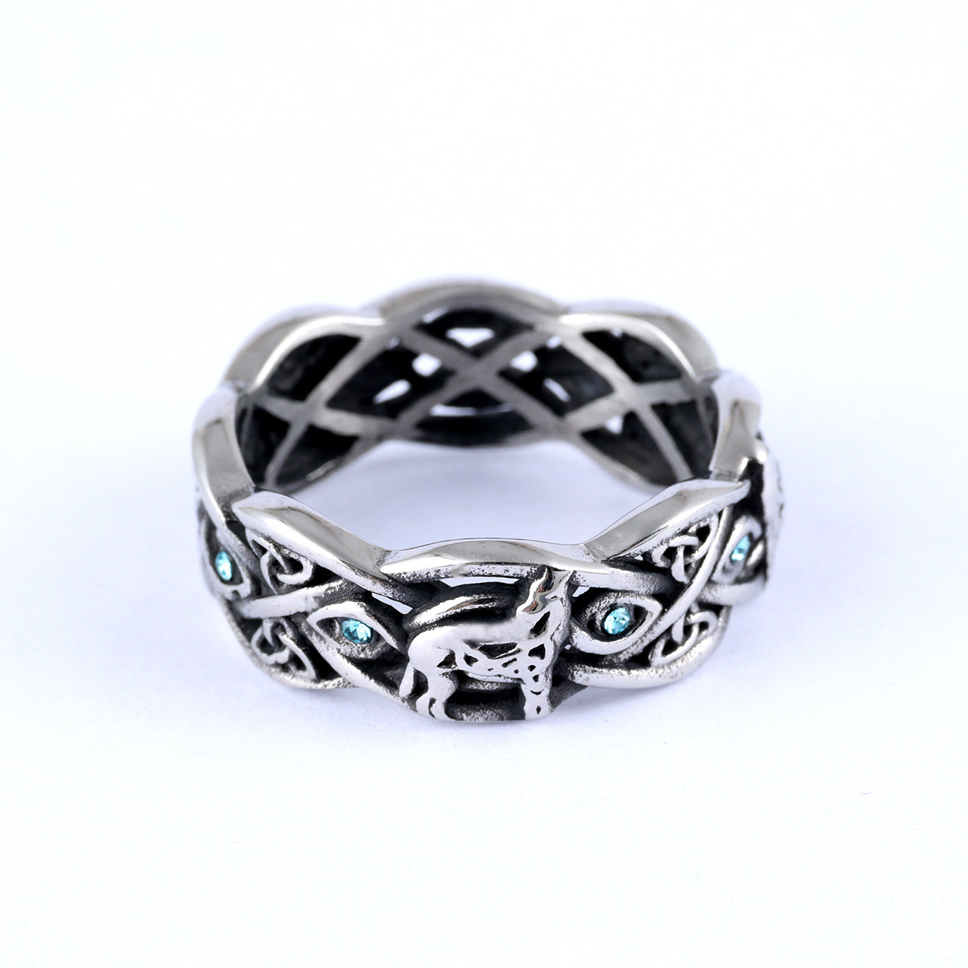 Vintage Viking Gemstone Eye Fashion Stainless Steel Ring