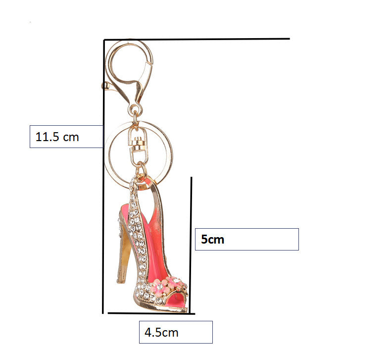 Zinc Alloy High Heel Keychain Diamond Studded Spring Lobster Clasp For Bags Keys Car Pendant Decoration Glossy