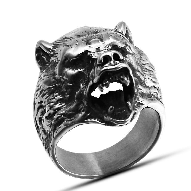 Unisex Wolf Head Stainless Steel Ring For Couples Size 8 9 10 11 12 Polished Durable Polished Finish For Daily