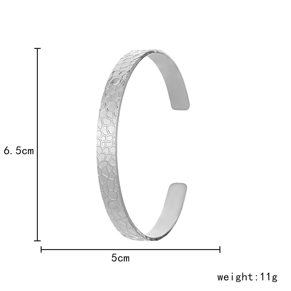 Womens Stainless Steel Bangle Bracelet Textured Nest Peak Design Electroplated European Fashion Timeless Piece