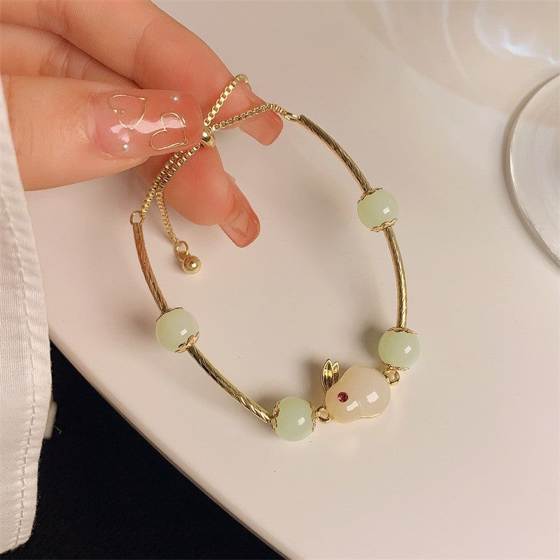 Beaded Vintage Electroplated Alloy Bracelet With Geometric Circle Triangle Wave Dot Charms Fashion Jewelry Art