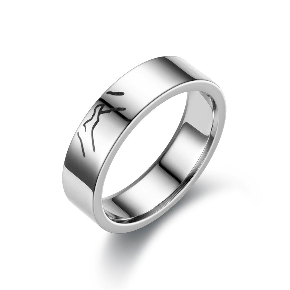 Stainless Steel Lovers Ring Holding Hands With Their Son Silver Mens And Womens Styles Size Five Six Eight Nine Ten