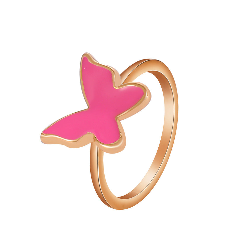 Copper Butterfly Ring with Zodiac Animal Design for Women