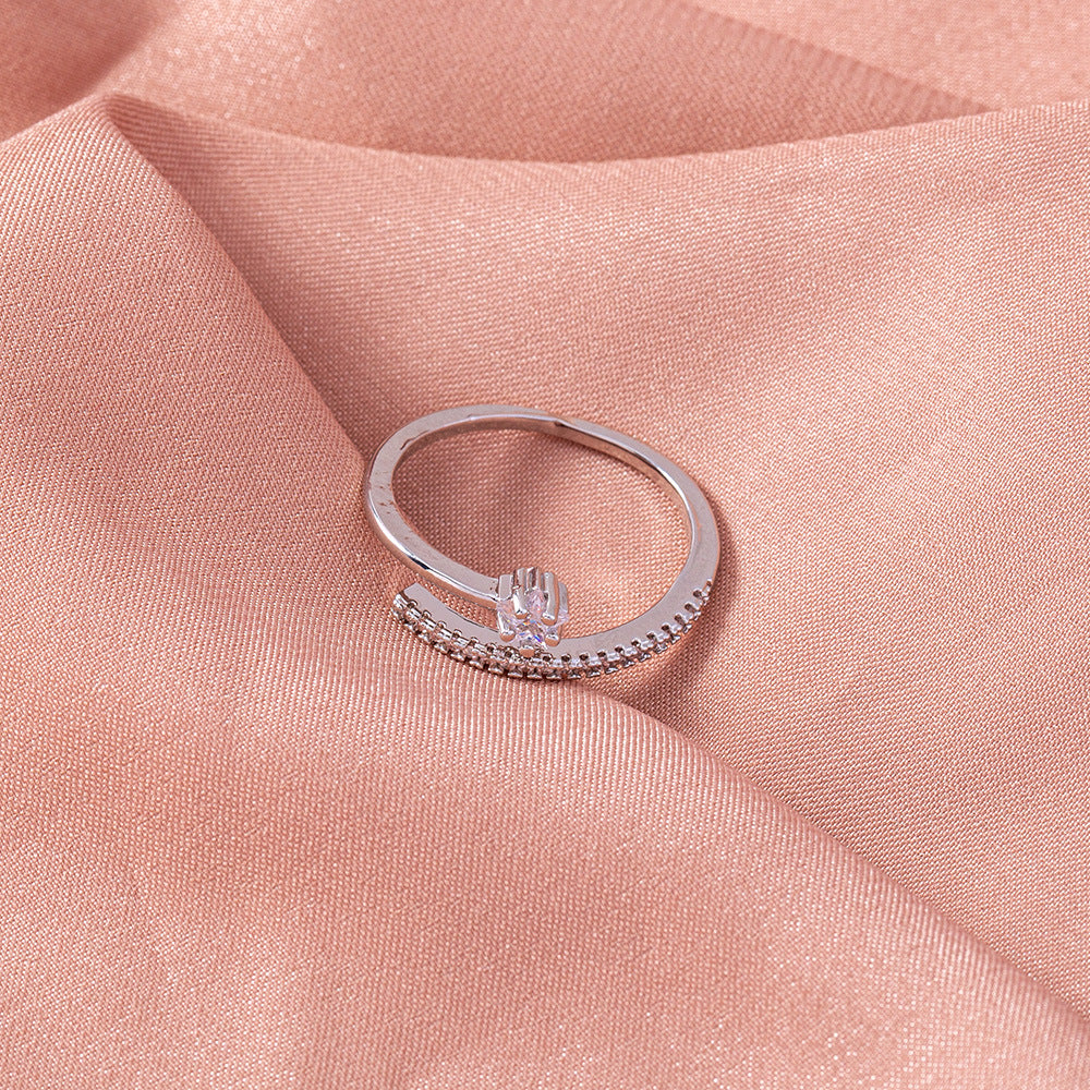 Unisex Five Pointed Star Geometric Copper Ring With Zircon Inlay Simple Band Jewelry Statement Fashion Jewelry