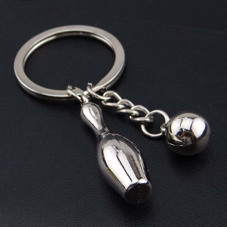 Bowling Keychain Pendant Silver Zinc Alloyed Key Rings Bowling Shape Accessory For Sports Fans And Enthusiasts