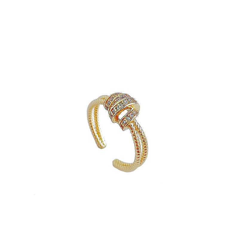 Copper Index Finger Ring With Gold Thread Adjustable Everyday Jewelry Elegant Women's Ring Trendy Copper Rings