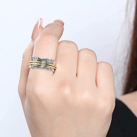 Alloy Revolving Decompression Ring Geometric Electroplated