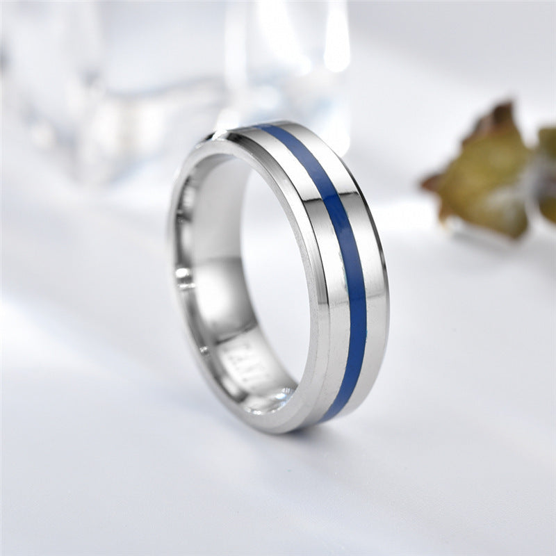 Unisex Titanium Steel Couple Rings Glossy Geometric Design Electroplated Band Ring for Wedding Celebration Joy