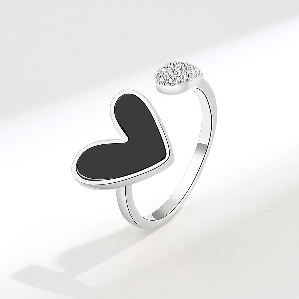 Adjustable Love Heart Ring Geometric Design With Micro Zircon Copper Ring Oil Ring For Women Girls Yellow Gold