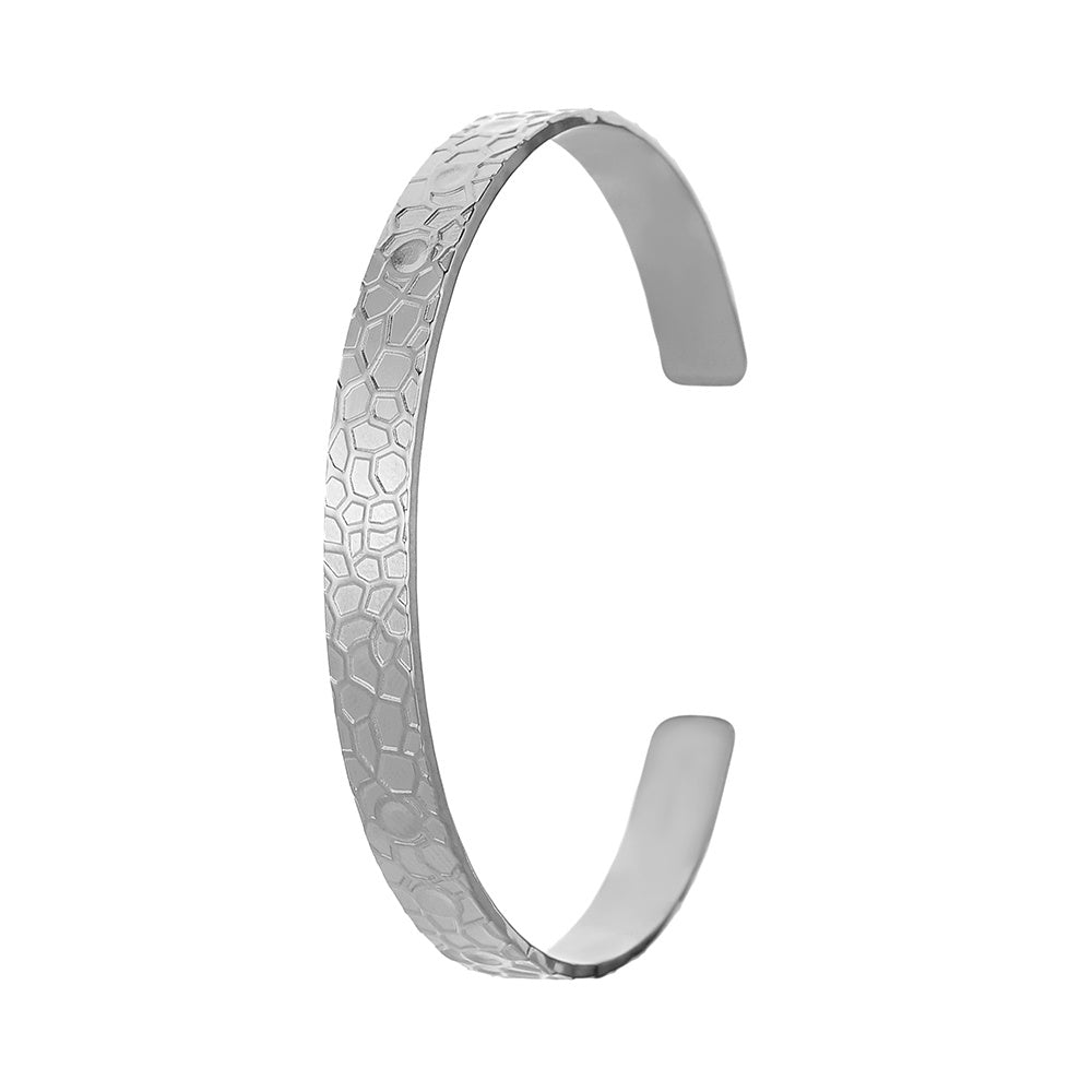 Womens Stainless Steel Bangle Bracelet Textured Nest Peak Design Electroplated European Fashion Timeless Piece