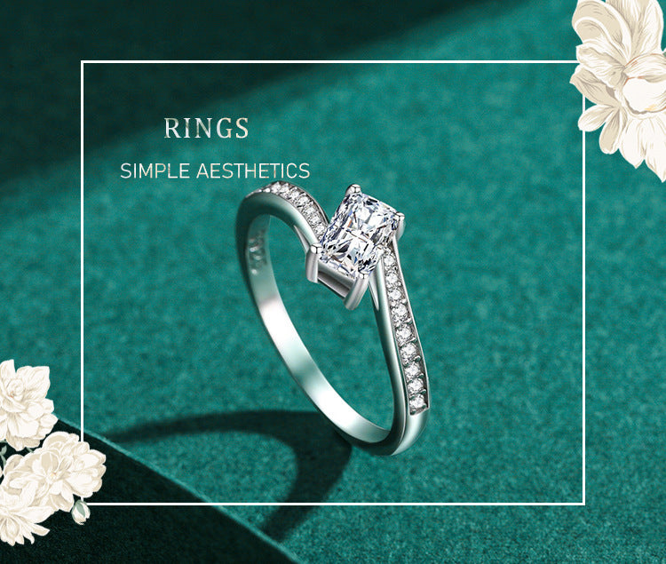 Womens Sterling Silver Ring Gold Plated With Gemstones And Simulated Diamonds For Anniversary Engagement Shine