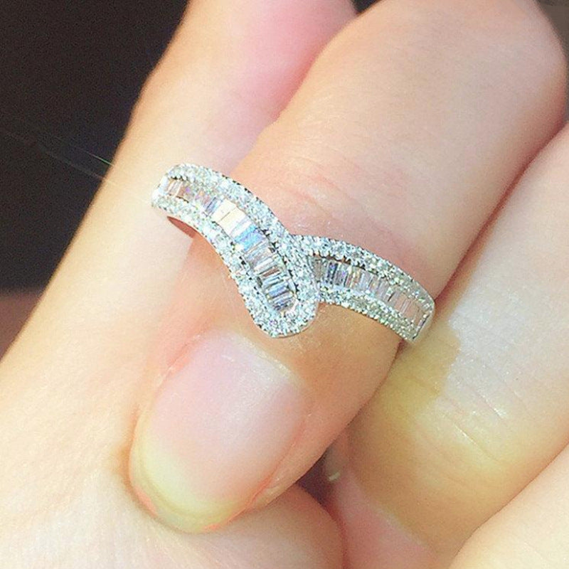 Zircon Ring For Women Irregular Row Copper Crown Geometric Sparkling Statement Jewelry Gift For Engagement Day
