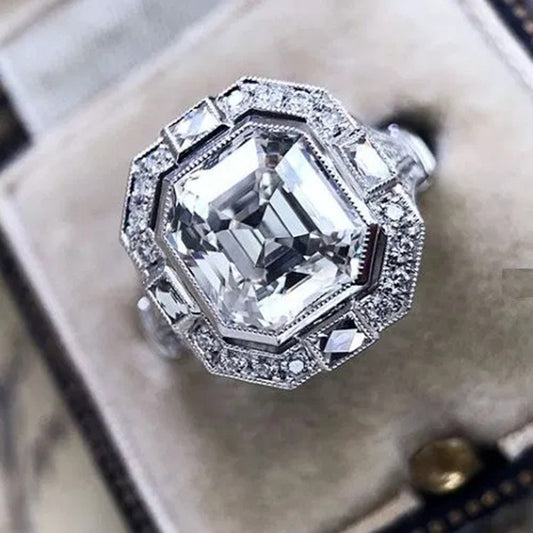 Zircon Ring For Women Fashion Jewelry Copper Silver Inlaid Stone Engagement And Wedding Banquet Timeless Shine
