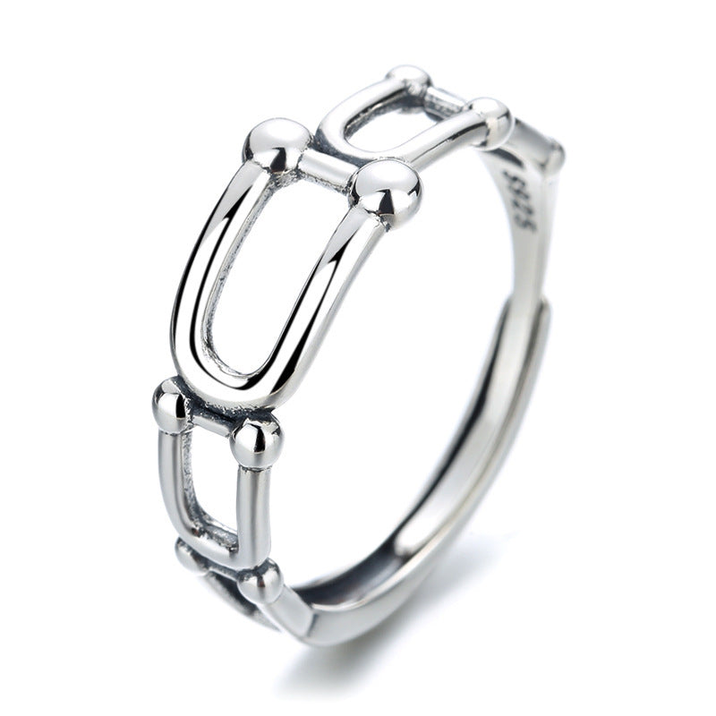 Womens U Shape Horseshoe Silver Ring With Adjustable Opening Individually Packed For Everyday Wear For Everyday