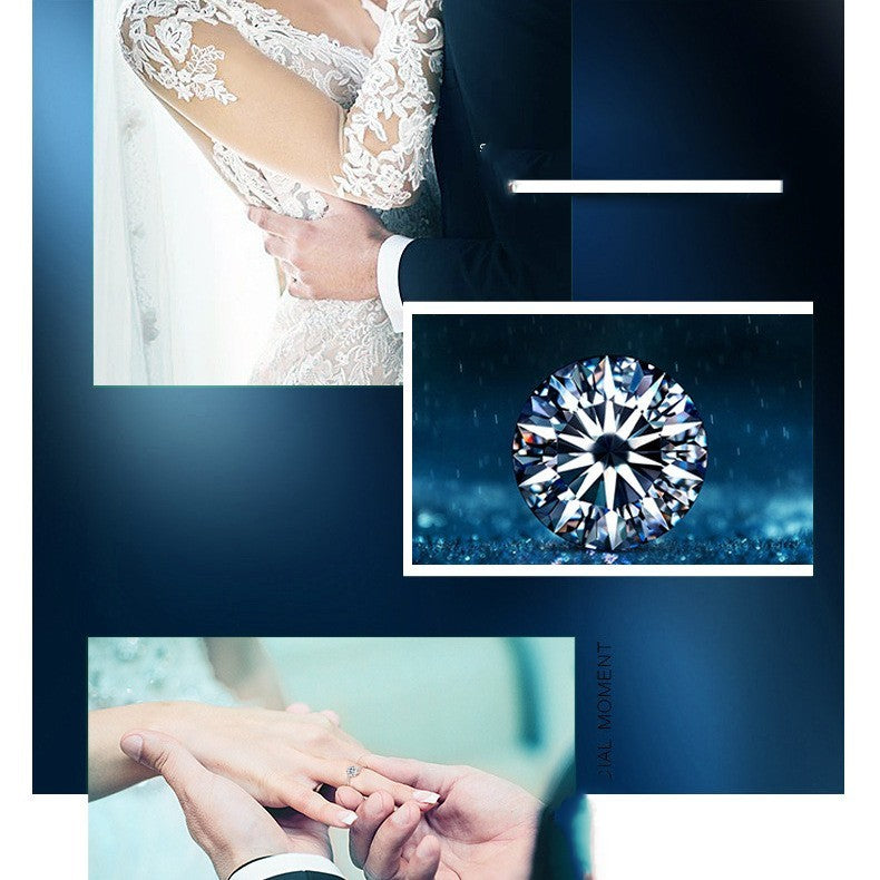 Sterling Silver Ring With Round Synthetic Moissanite Stone 1 Carat Equivalent Extremely White Color 0.65cm Stone