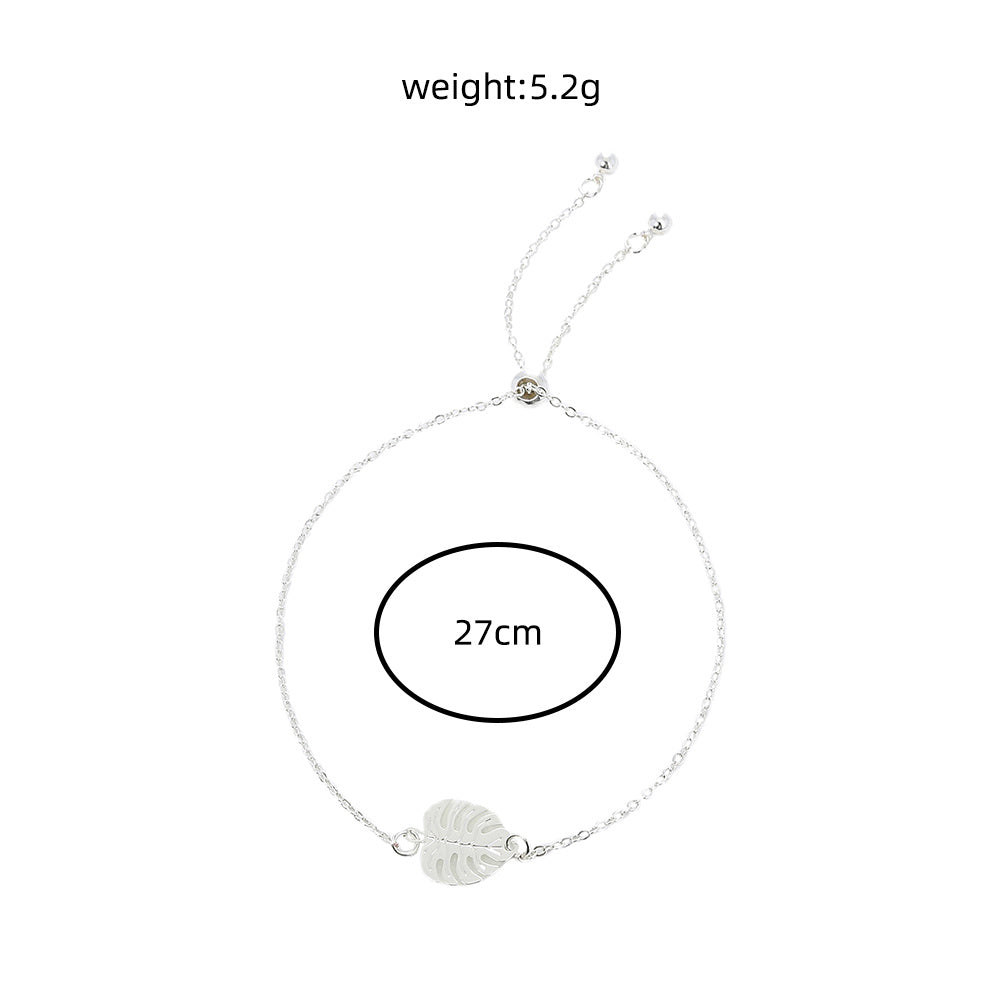 Glow In Dark Copper Electroplated Bracelet With Silver Leaf Charm For Women European Fashion Jewelry Wrist Band