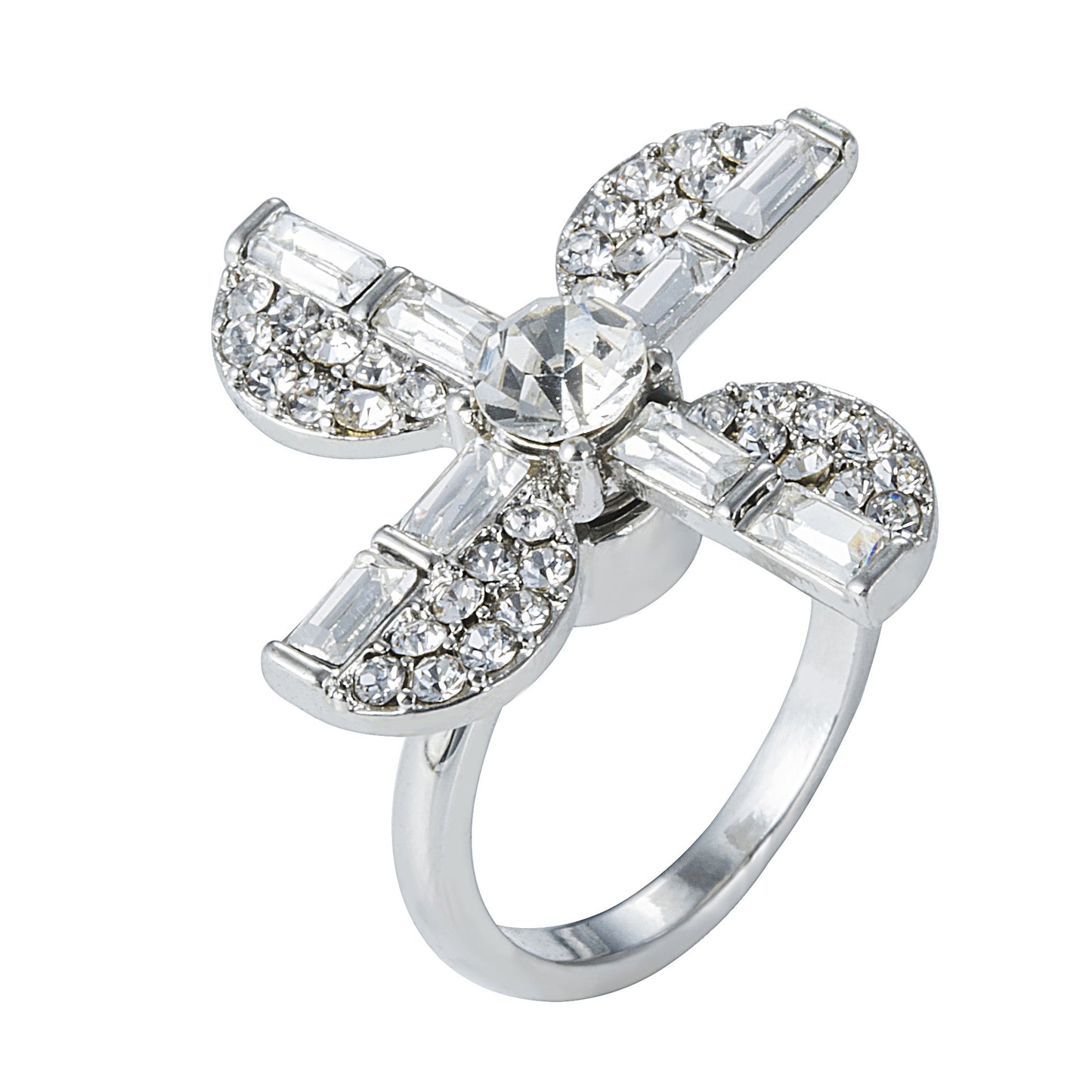 Womens Rotating Flower Ring Alloy Geometric Modern Design Elegant Accessory For Everyday And Special Occasions