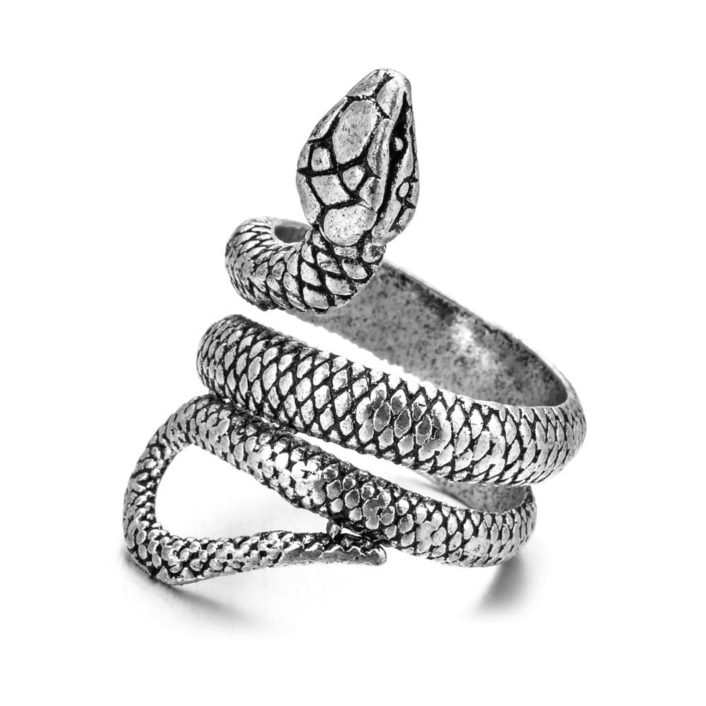 Adjustable Snake Ring Unisex Zodiac Animal Design Retro Metal Ring Punk Style Ring For Men And Women Unisex Zodiac