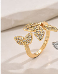 Womens Ring Water Drop Zircon Open Design Copper Plated Fashion Jewelry Elegant Statement Accessory Daily Wear