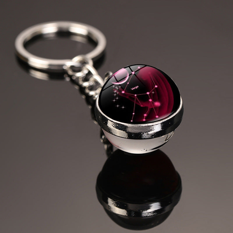 Zodiac Constellation Keychain With Glass Gemstone Alloy