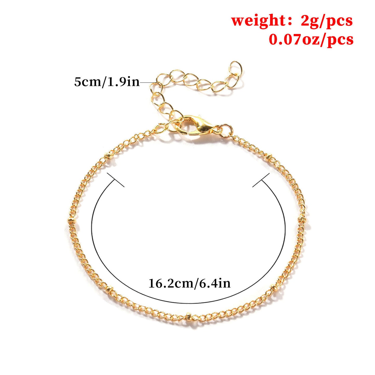 Womens Gold Plated Bead Bracelet Adjustable Extension Chain
