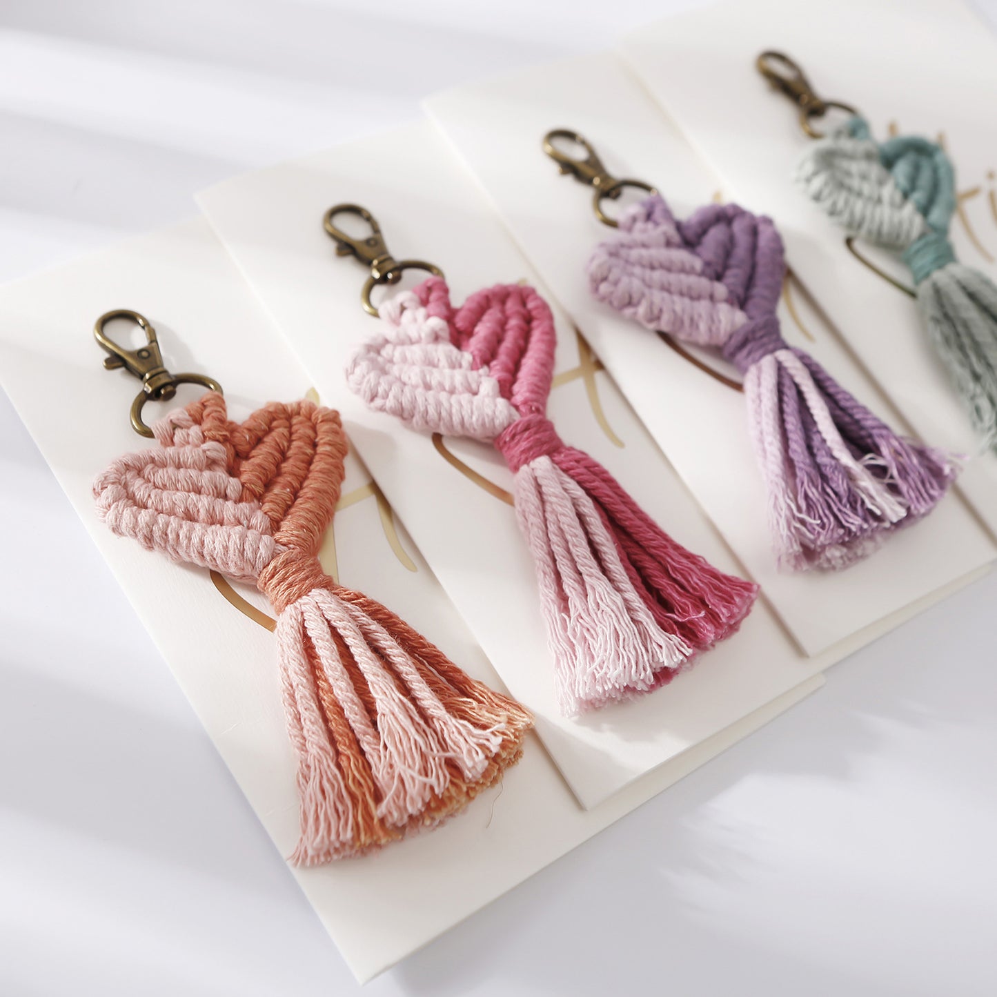 Woven Peach Heart Tassel Keychain With Cotton Rope And Simple Zinc Alloy Keyring Bag Charm Delicate For Everyday Use