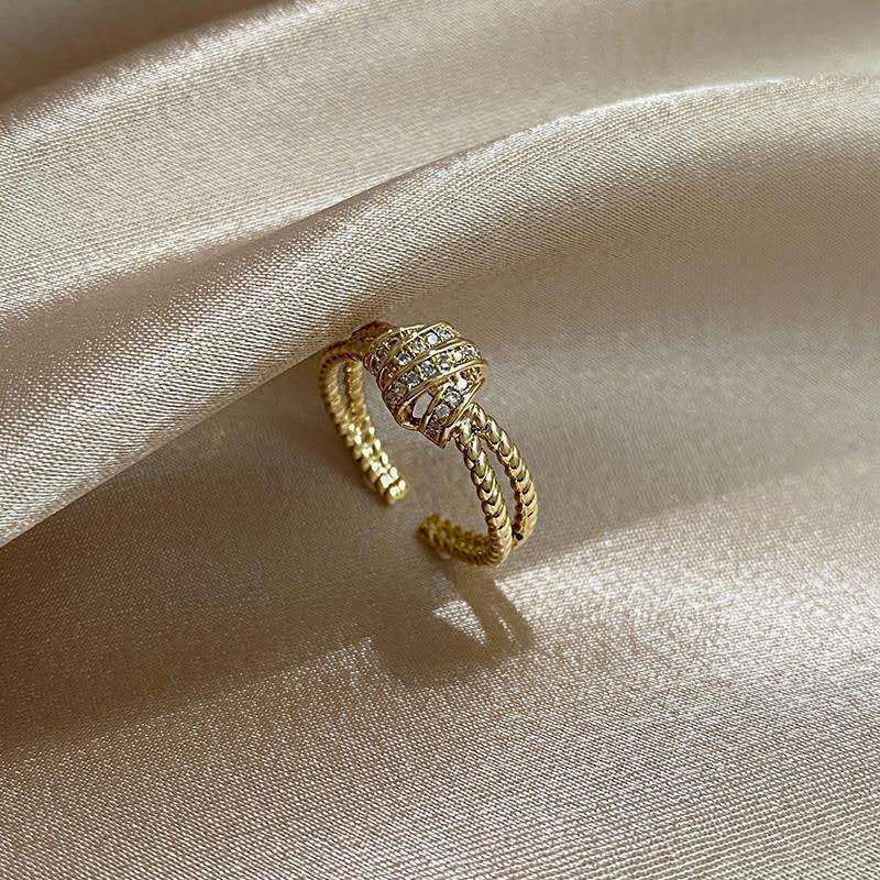 Copper Index Finger Ring With Gold Thread Adjustable Everyday Jewelry Elegant Women's Ring Trendy Copper Rings