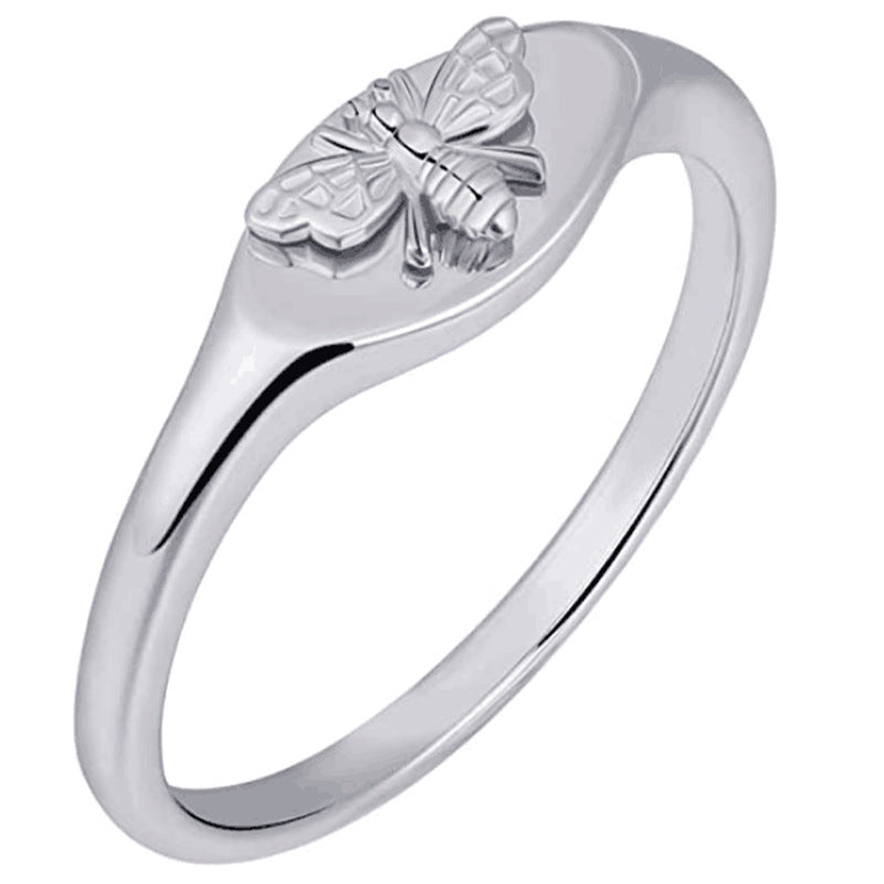 Women Bee Insect Ring Silver Tone Electroplated Geometric Design Elegant Temperament Durable Jewelry Versatile