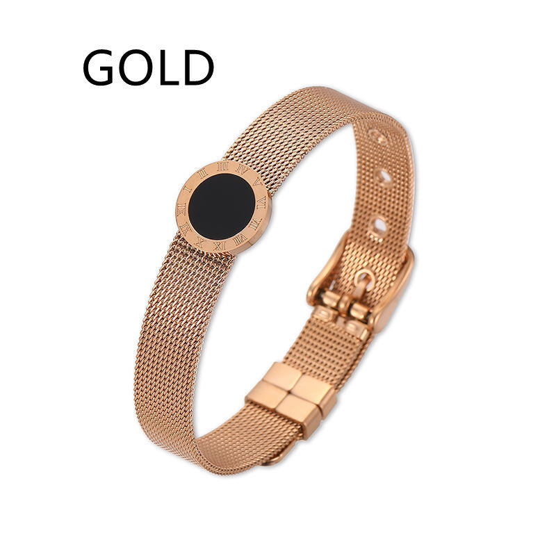 Womens Titanium Steel Diamond Bangle Bracelet Geometric Bend Connection Rose Gold And Gold Sleek Everyday Wear Elegant