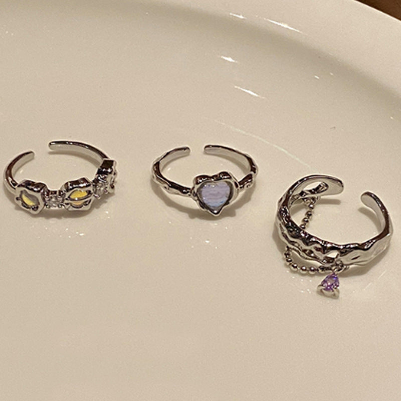 Copper Heart Ring Adjustable Waterdrop Design for Women